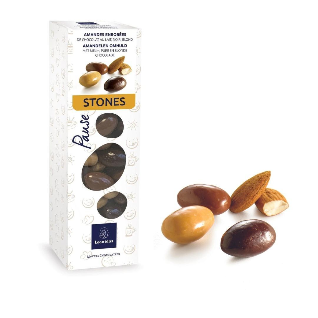 Stones - migdale invelite in ciocolata cu lapte, neagra si blonda - 250g